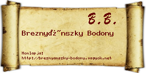 Breznyánszky Bodony névjegykártya